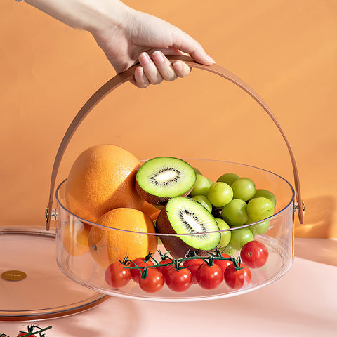amokk transparent charcuterie container highlights colors of fruits and treats
