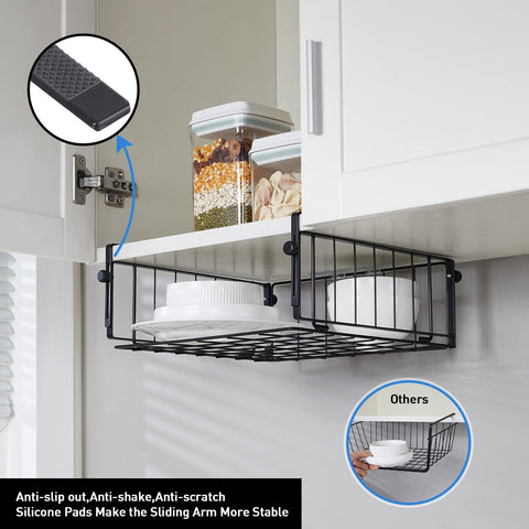 AmonHouseware anti-slip pads prevent wobble on cabinet shelves.