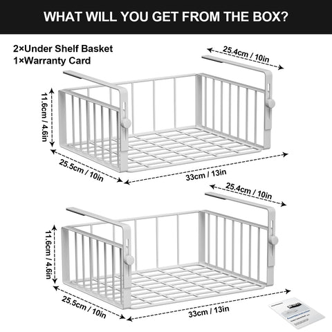 AmonHouseware stable design under-shelf basket prevents tilting for reliable storage