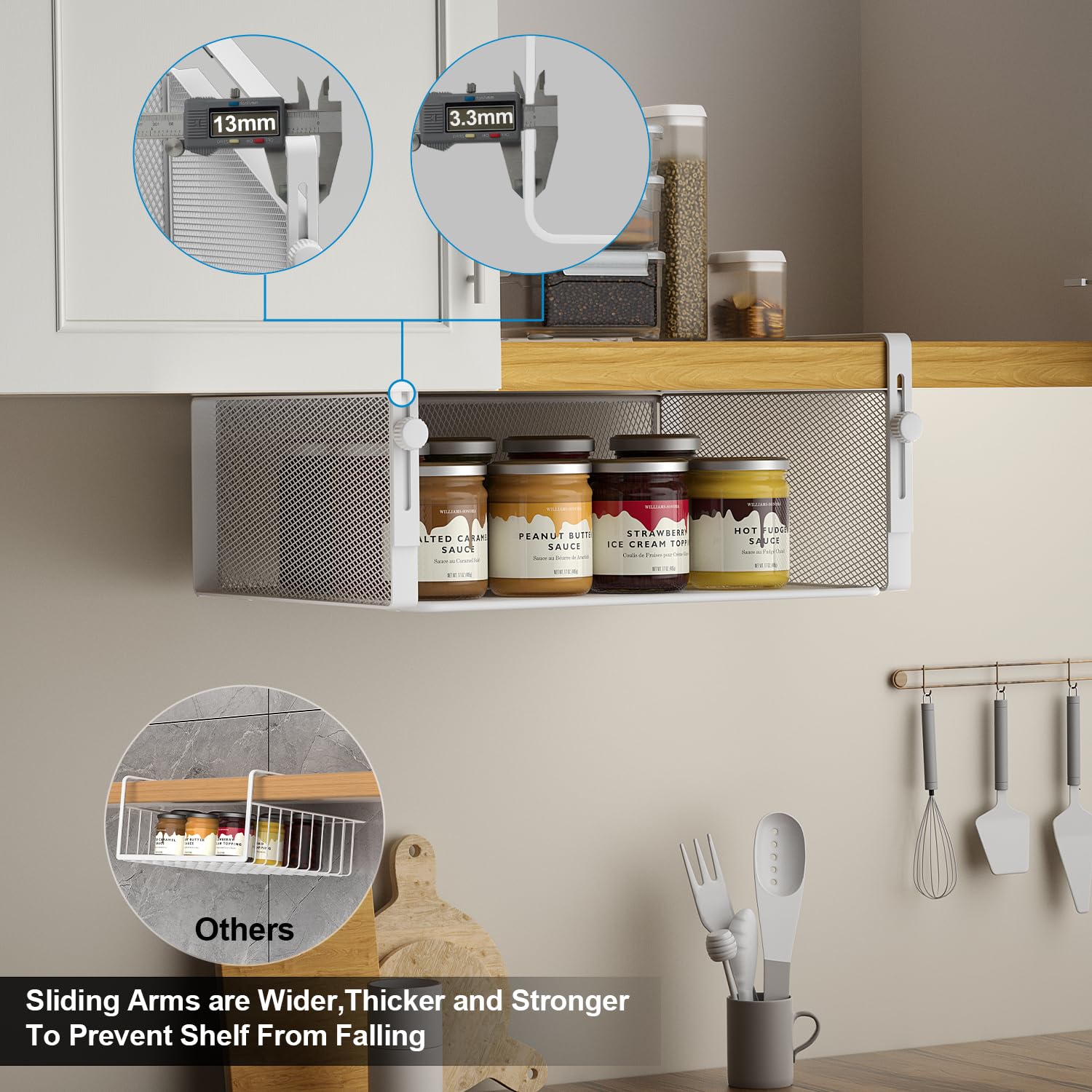 AmonHouseware sturdy arm with 13mm width and 3.3mm thickness stabilizes weight.