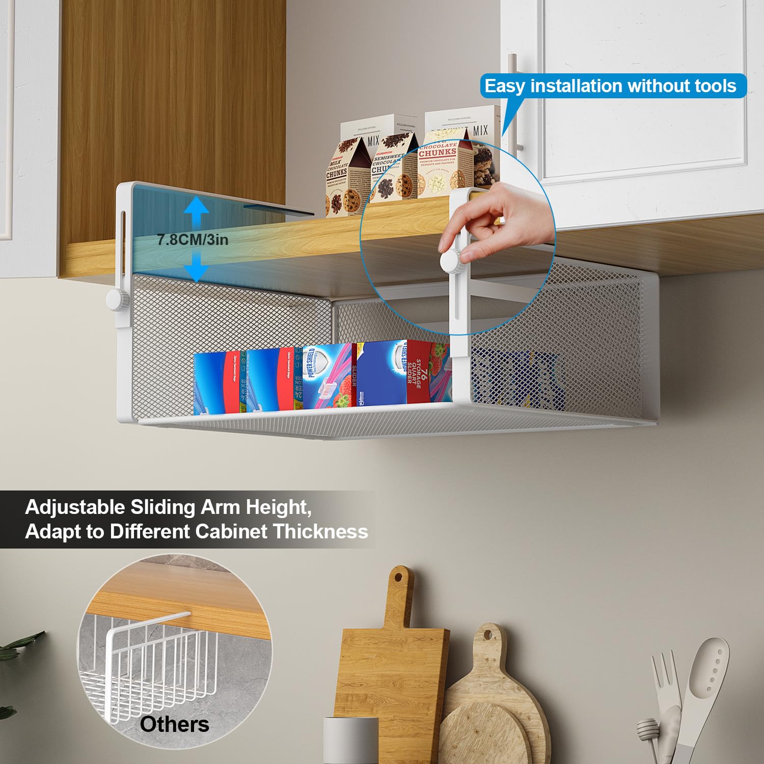 AmonHouseware two-pack on kitchen shelf demonstrates space-saving storage.
