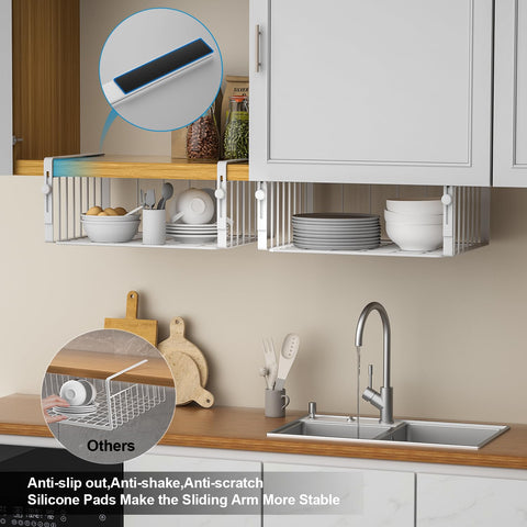 AmonHouseware under-shelf basket holds cans, spices, bottles and small items