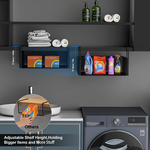 AmonHouseware under-shelf basket fits most cabinets with adjustable hanging arms.