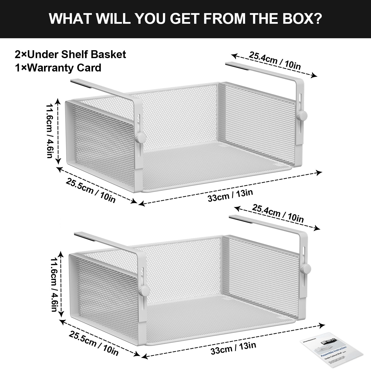 AmonHouseware white finish cabinet organizer under shelf in kitchen.