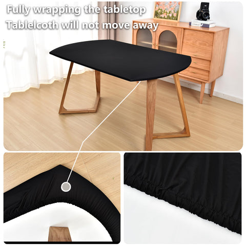 Amonsa oval tablecloth non-vinyl poly-spandex blend offers soft drape and durability