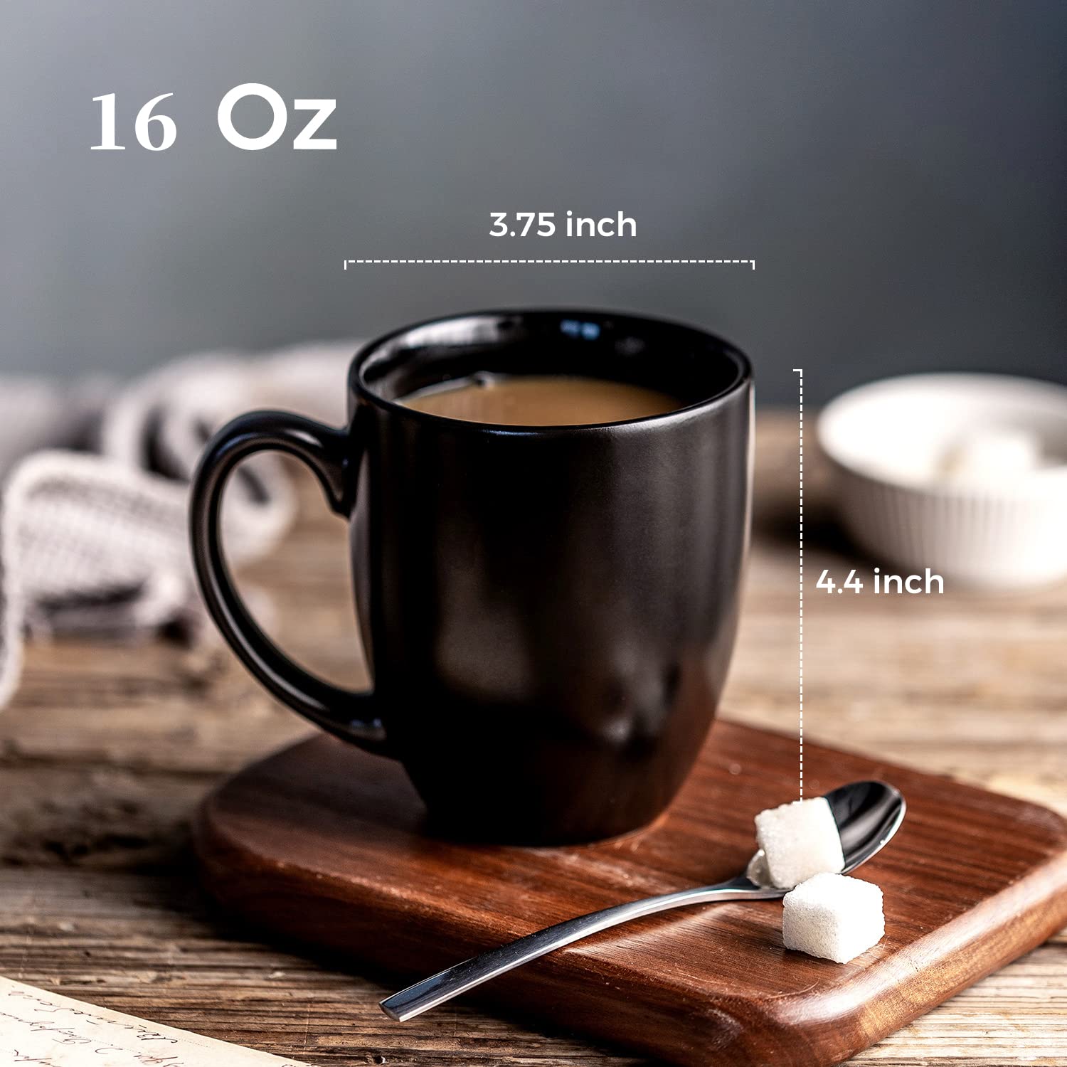 AmorArc 16oz mug set side view with ergonomic handle for comfortable grip.