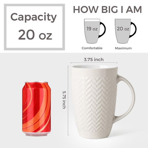 AmorArc 20oz mug with large open handle, comfortable grip for everyday use