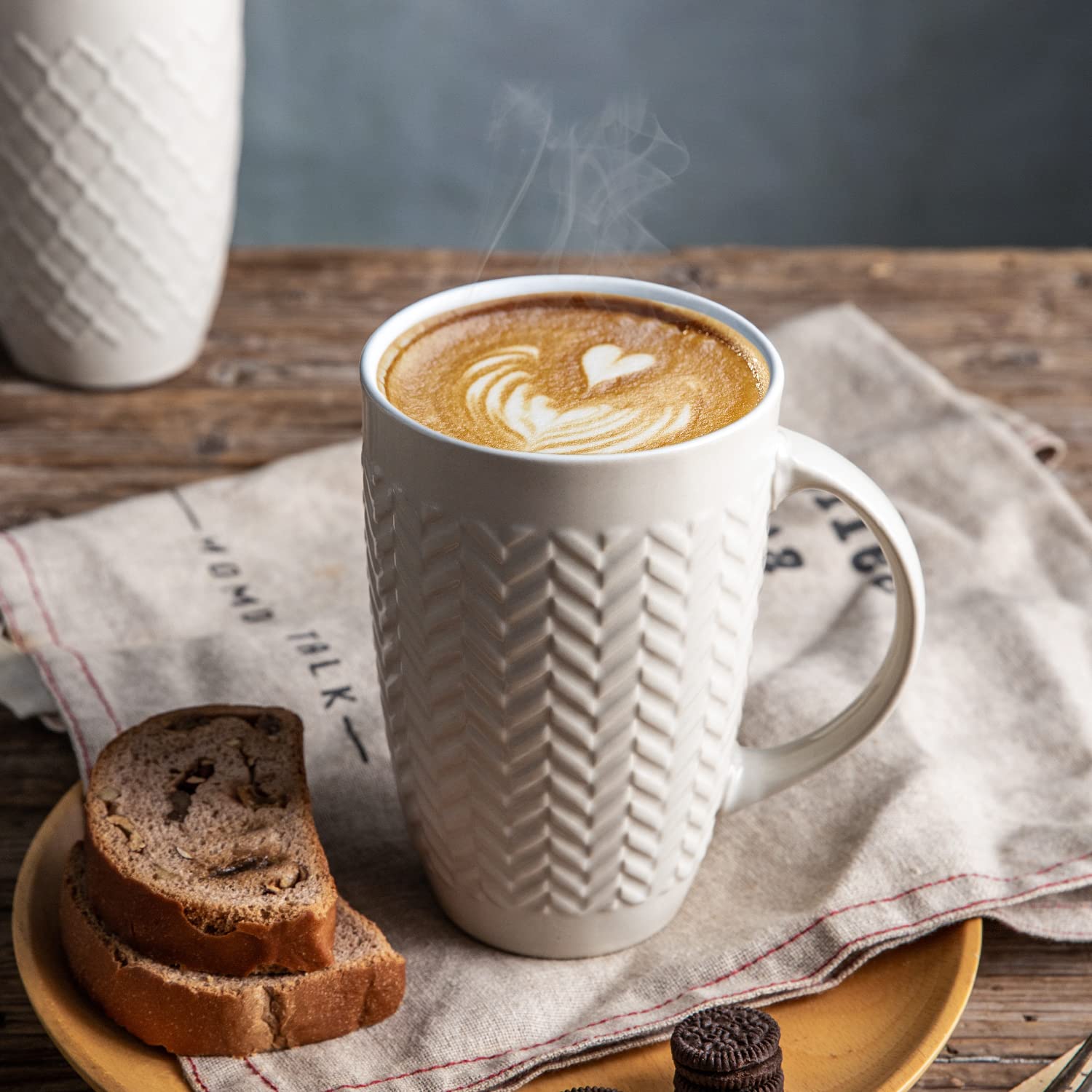 AmorArc 20oz mug provides generous capacity for coffee, tea, cocoa, or soup.
