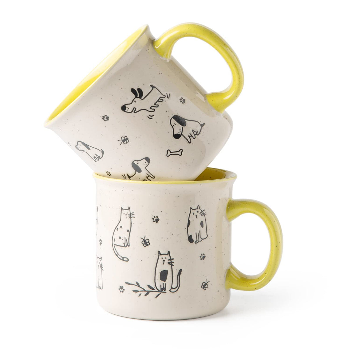 AmorArc 22oz yellow mug set with two large mugs for daily coffee