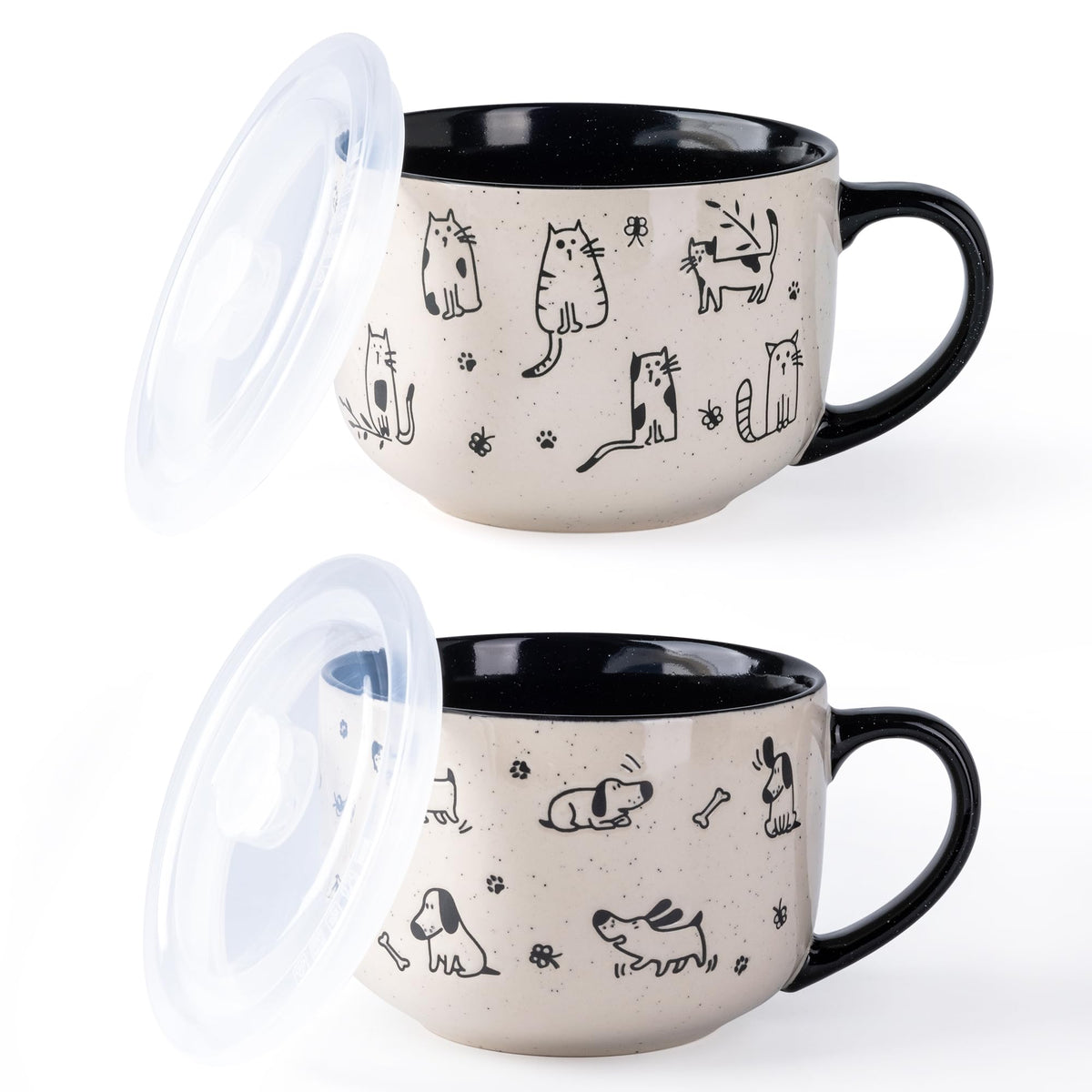 AmorArc 32oz ceramic soup mug with lid and handle for easy reheating