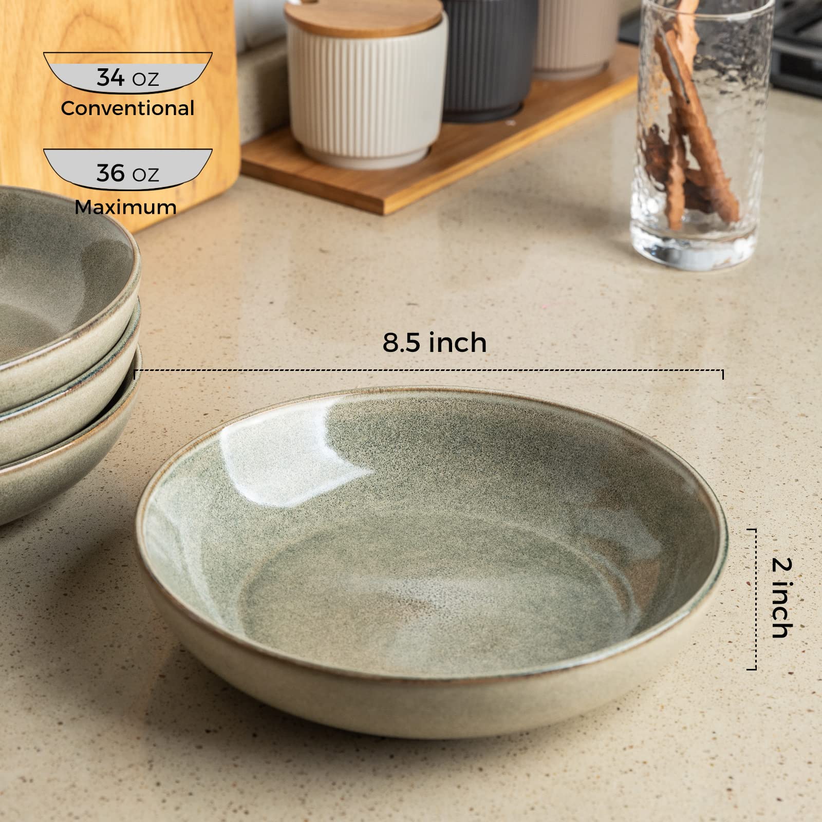 AmorArc 36oz pasta bowls with wide design ideal for servings