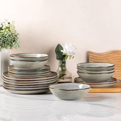 AmorArc ceramic dinnerware set dinner plates with unique reactive glaze
