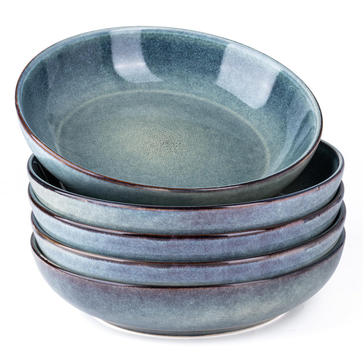 AmorArc ceylon blue 8.5-inch pasta bowls set 6, ideal for family meals