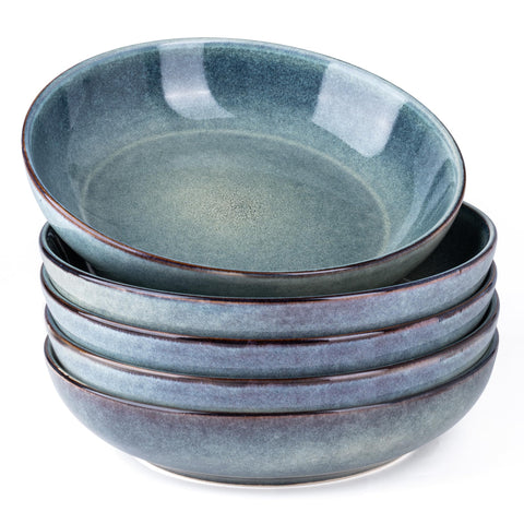 AmorArc ceylon blue 8.5-inch pasta bowls set 6, ideal for family meals