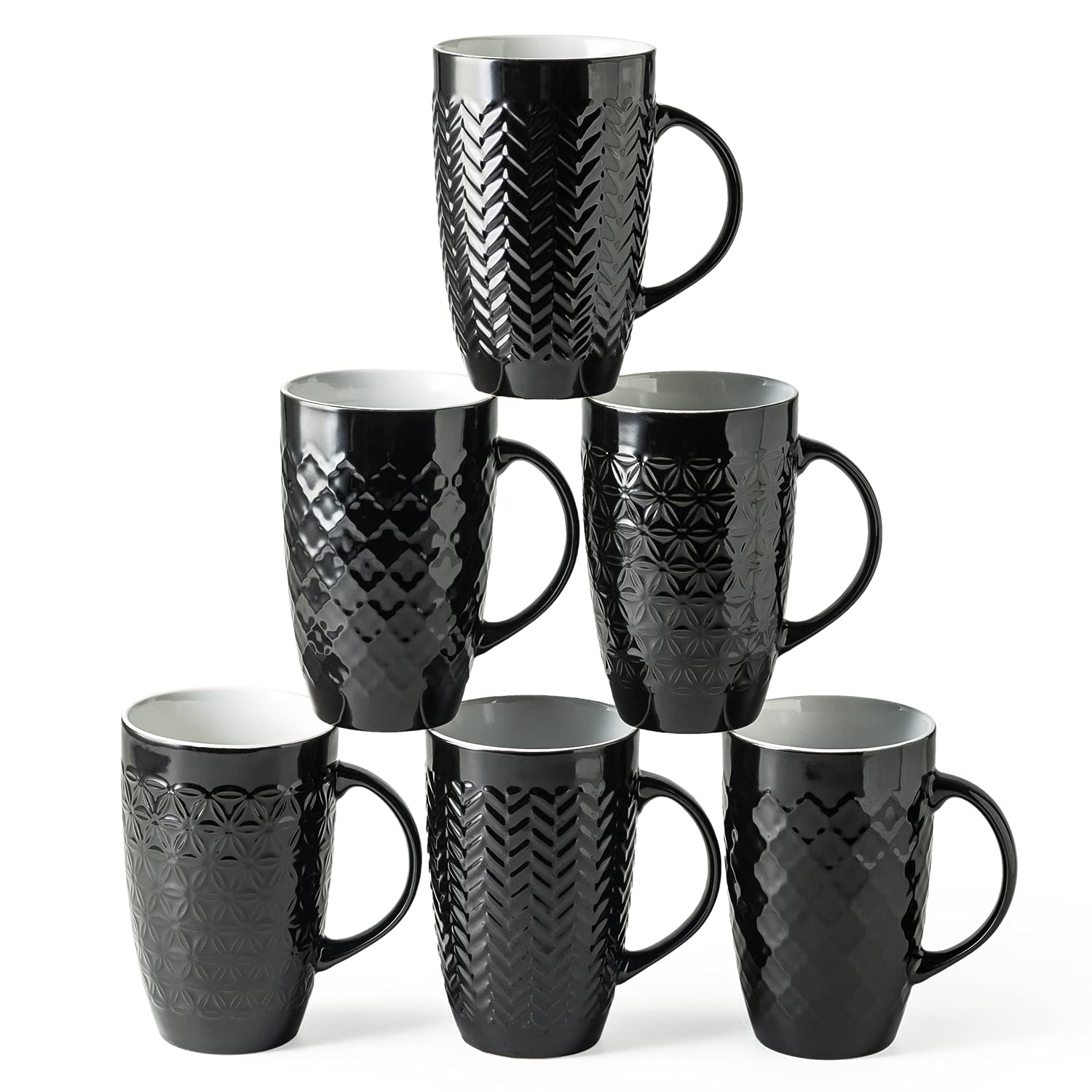 AmorArc large 20oz mug set with textured geometric patterns, ideal for daily coffee and tea.