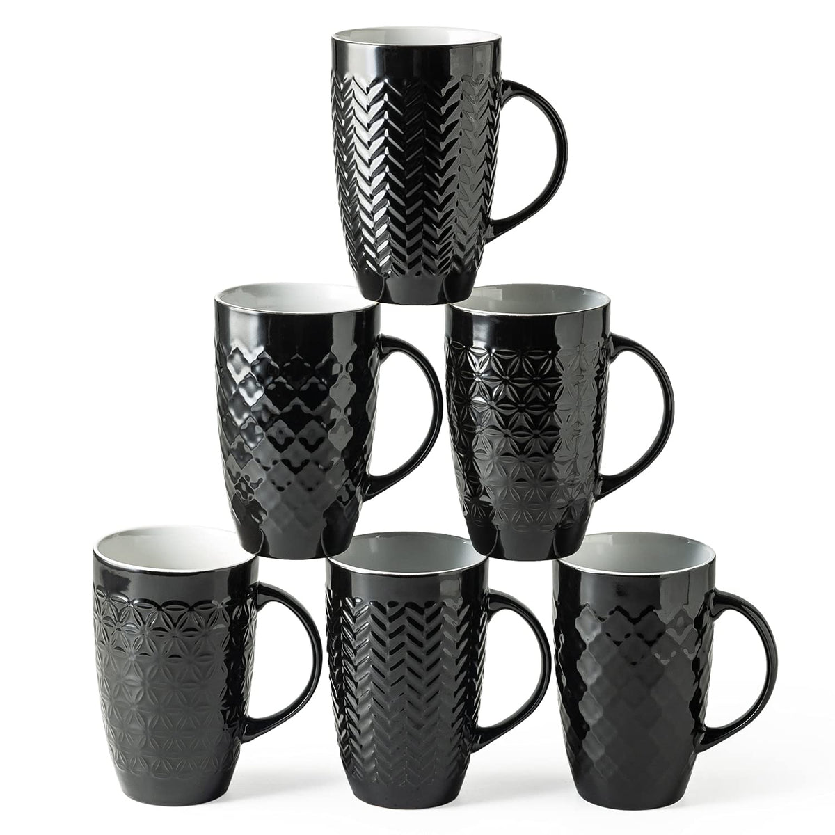 AmorArc large 20oz mug set with textured geometric patterns, ideal for daily coffee and tea.