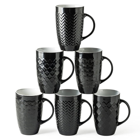 AmorArc large 20oz mug set with textured geometric patterns, ideal for daily coffee and tea.