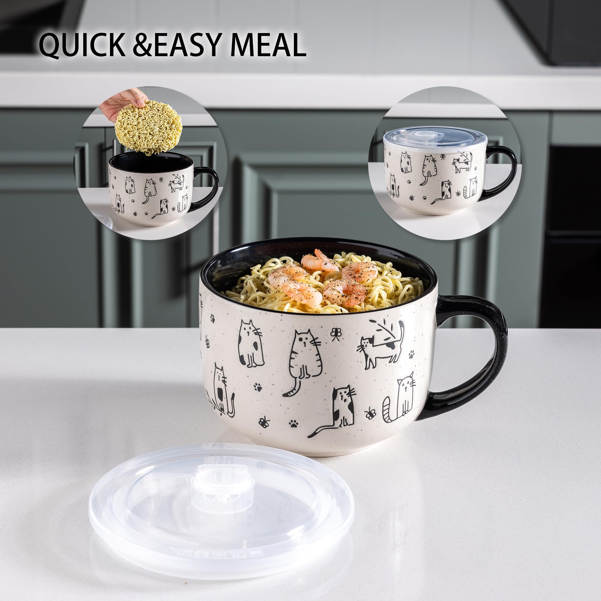 AmorArc dishwasher, microwave, and freezer-safe ceramic bowls for cleanup
