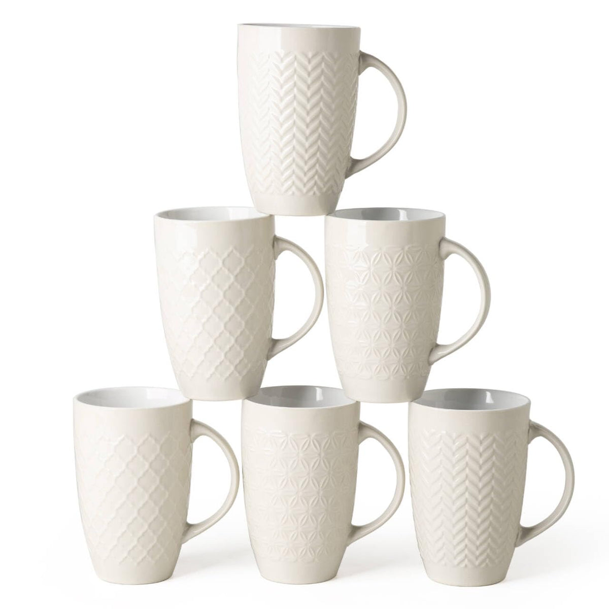 AmorArc extra large mugs with textured geometric patterns, ideal for bold coffee sips
