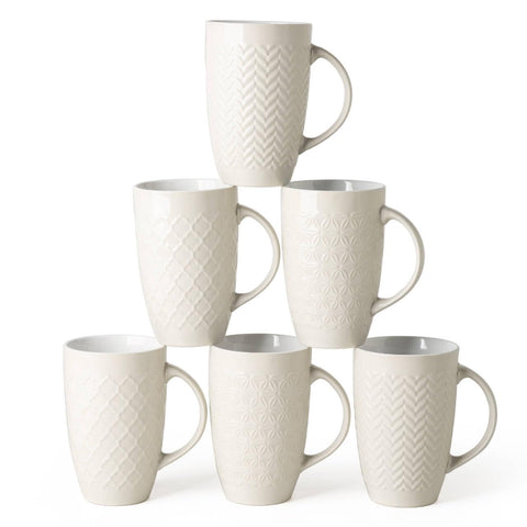 AmorArc extra large mugs with textured geometric patterns, ideal for bold coffee sips