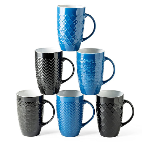 AmorArc large coffee mug with textured geometry, ideal for daily coffee or tea.