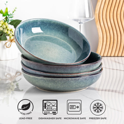 AmorArc bowls with reactive glaze texture and color variation on table