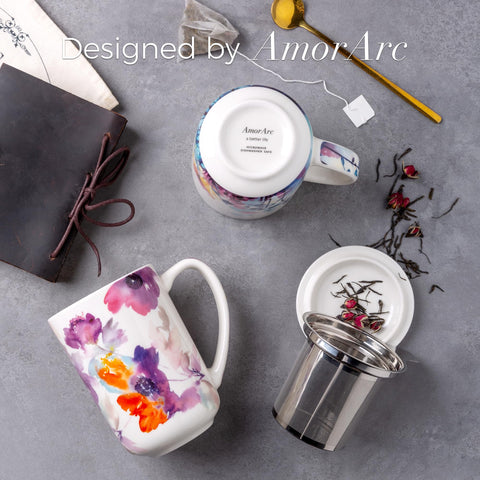 AmorArc tea mug easy-clean glaze; dishwasher and microwave safe