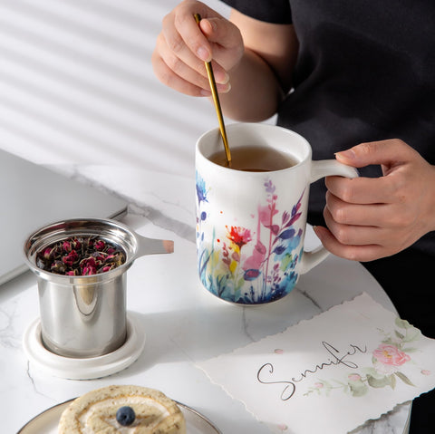 AmorArc porcelain mug with elegant patterns for stylish table setting