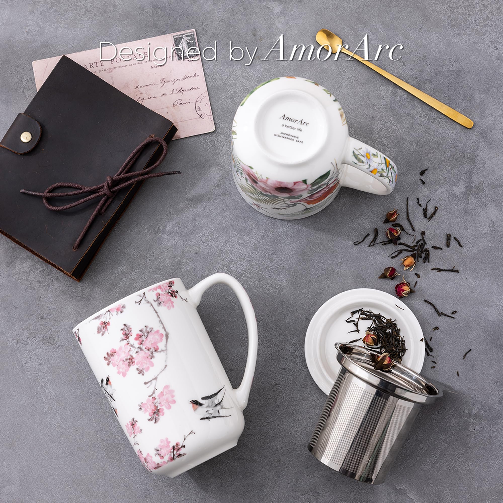 AmorArc gift-ready mug in black or pink suits any tea enthusiast