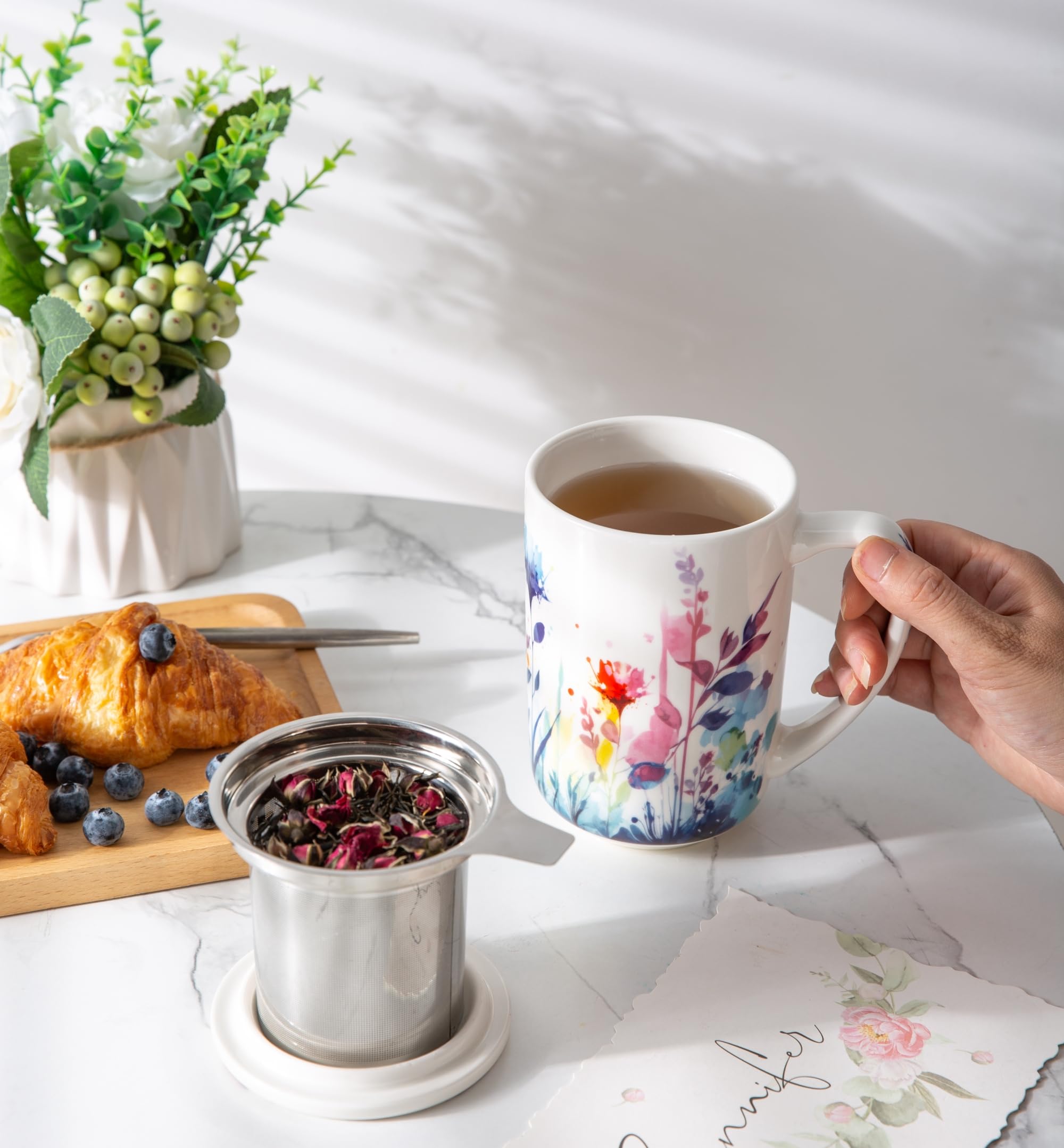AmorArc tea mug large open handle for comfortable grip