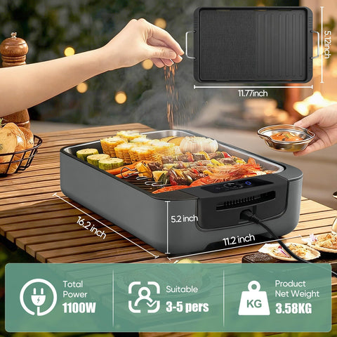 Amornest WT-ISG802 two-zone grill area enables searing and griddling in one device.