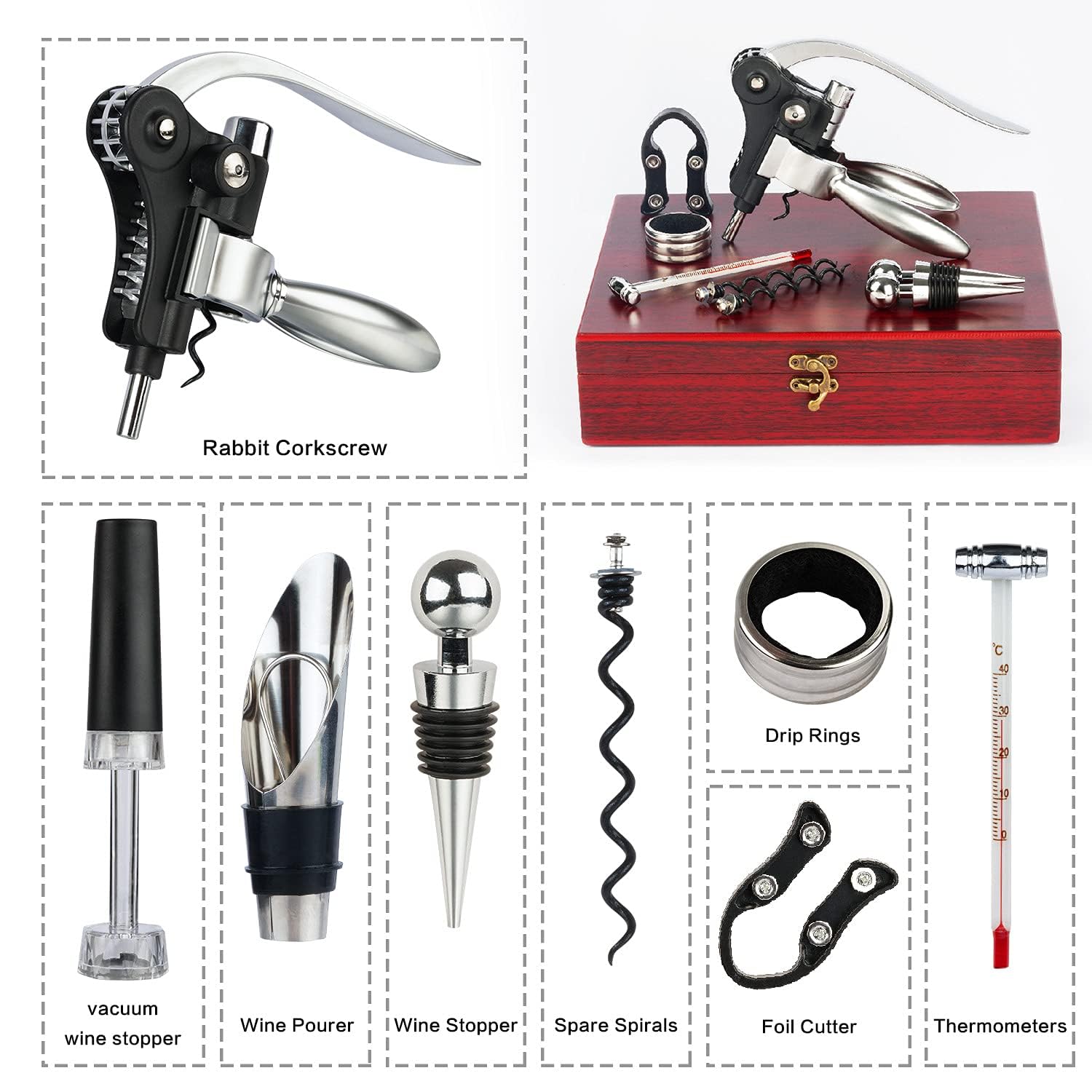 AMORONE rabbit-style corkscrew bottle opener demonstrating lever mechanism