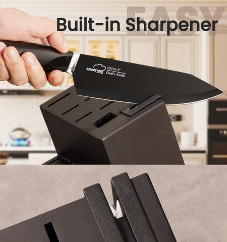 Amorston dishwasher-safe knife block ensures easy cleaning and safe drying.