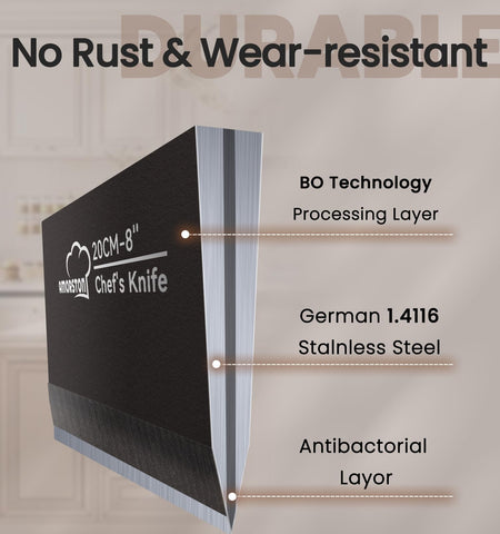 Amorston ergonomic non-slip handle provides comfortable grip during meal prep.