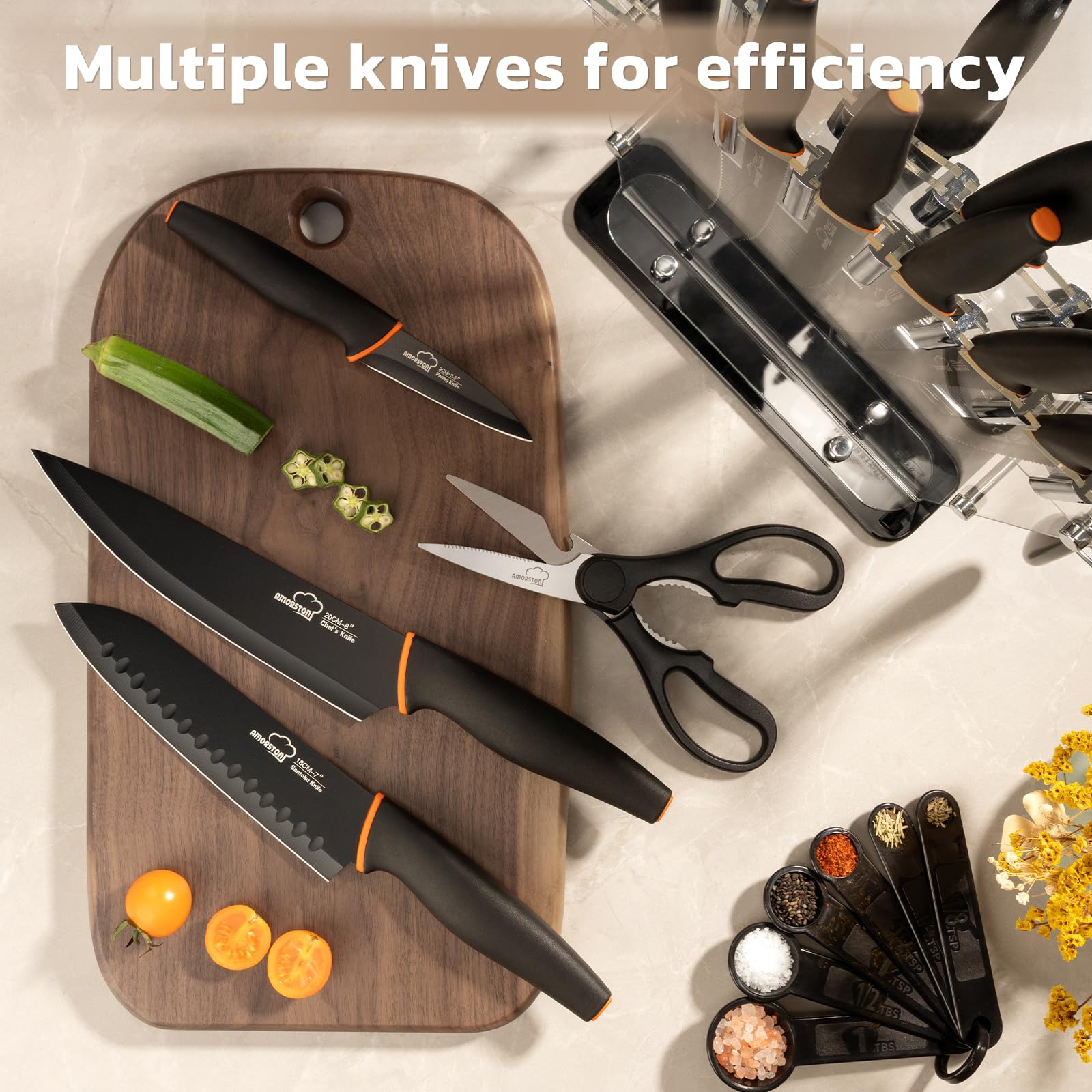 Amorston 7-inch Santoku knife for versatile chopping