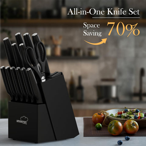 Amorston 8-inch chef knife designed for smooth, controlled chopping.