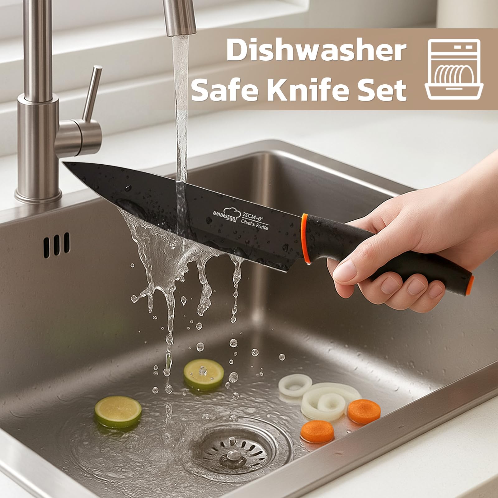 Amorston 8-inch serrated bread knife cuts crust cleanly