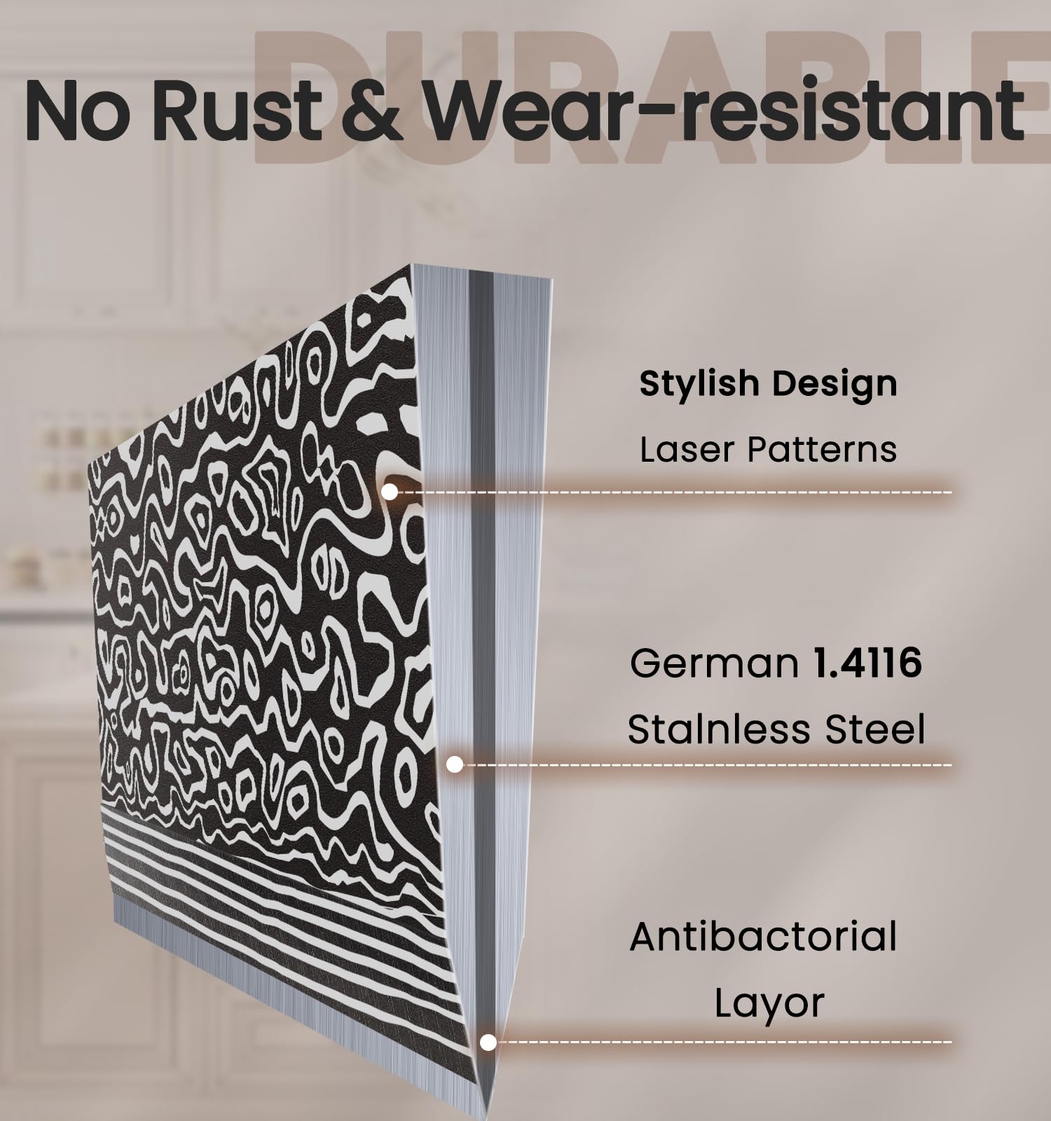 Amorston 8 inch serrated bread knife slicing crusts evenly.