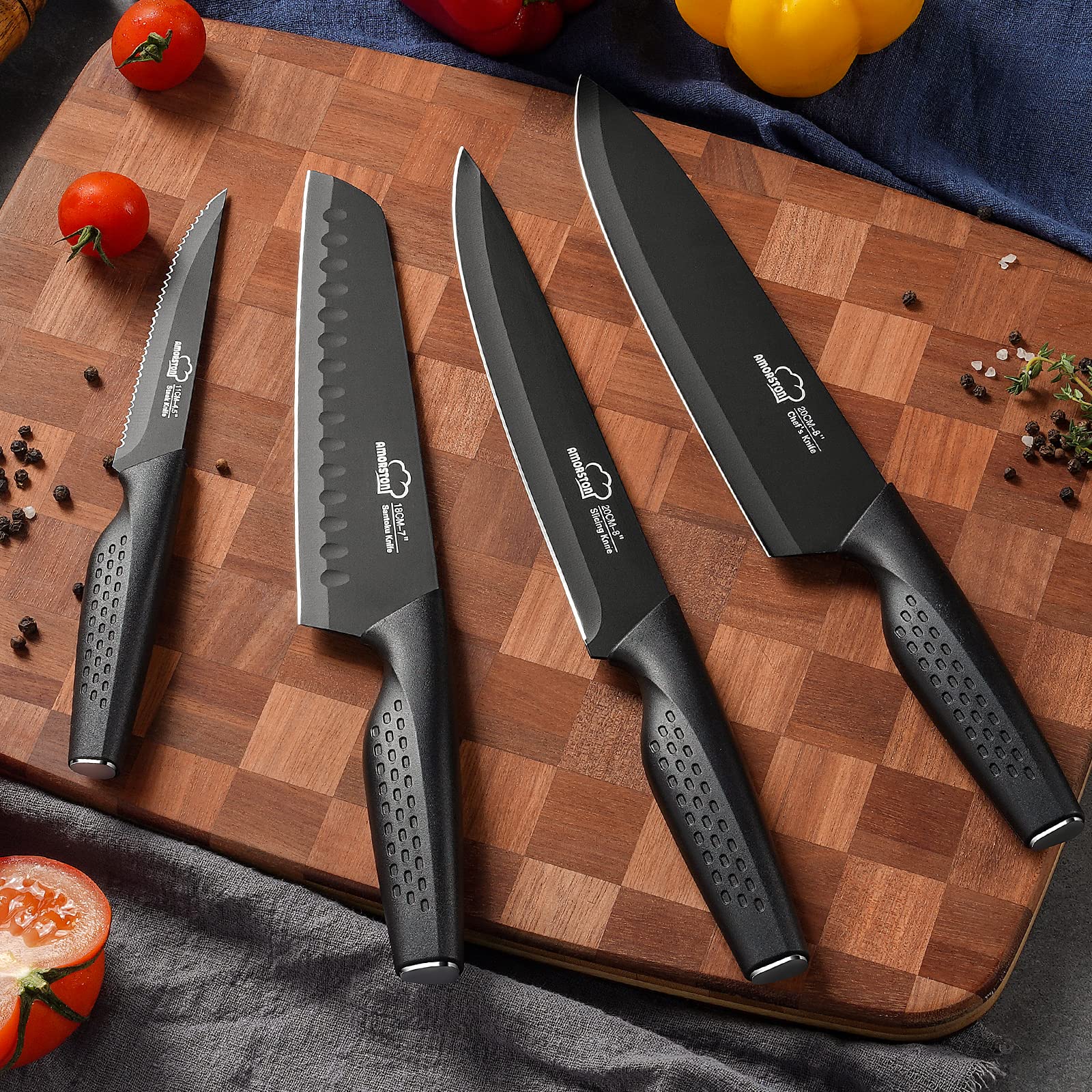 Amorston kitchen shears included for snipping herbs and opening packages.