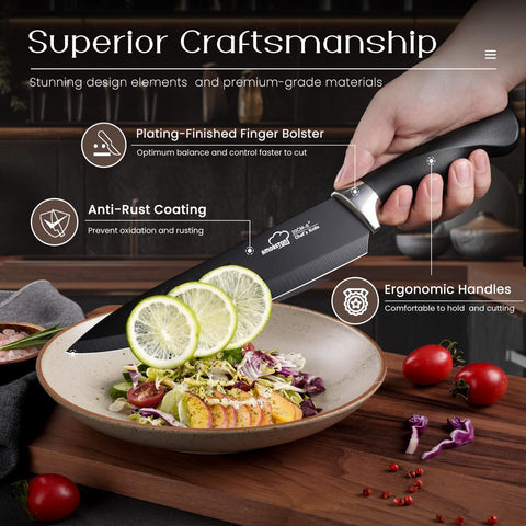Amorston santoku knife handles vegetables and proteins with balanced control