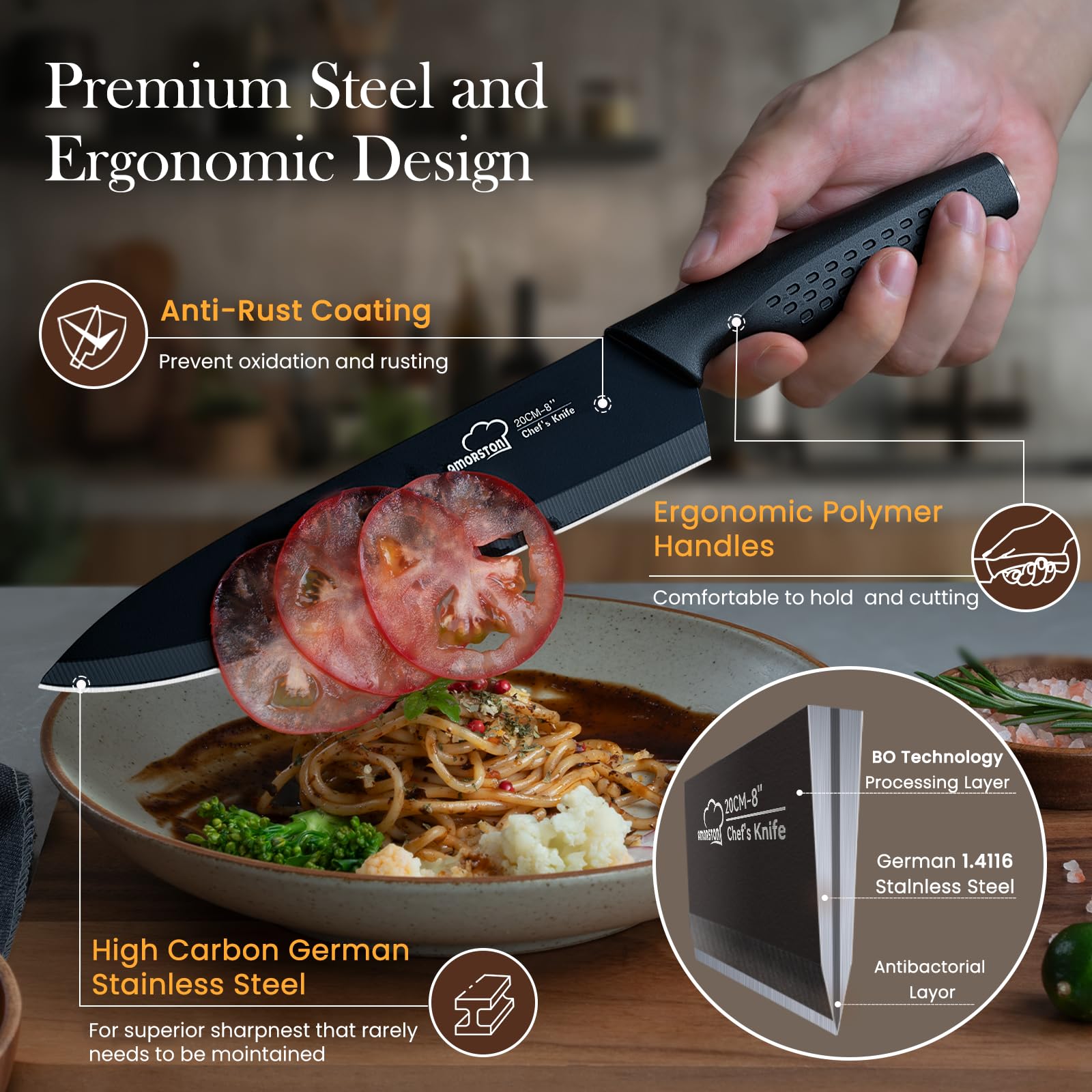 Amorston high-grade stainless steel blade offers durability and precision.