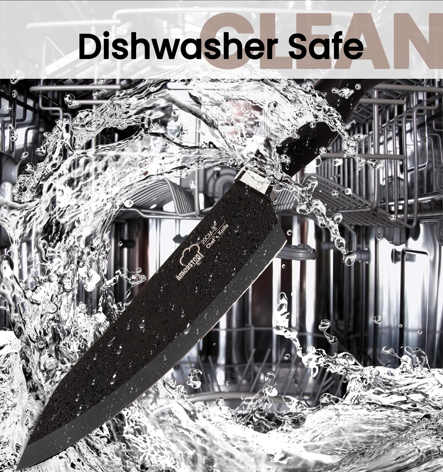 Amorston teflon non-stick coating on blades reduces sticking and simplifies cleanup.