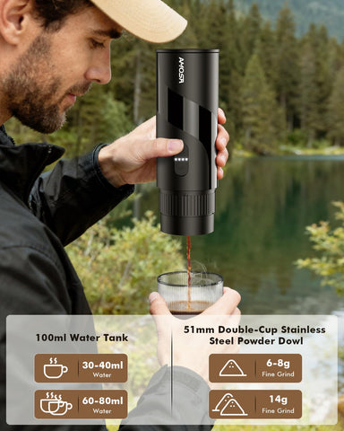 AMOSA 100ml water tank enables quick brewing at camp or office.