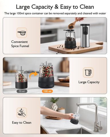 AMOSA USB dual-charging base powering both grinders for convenient charging.