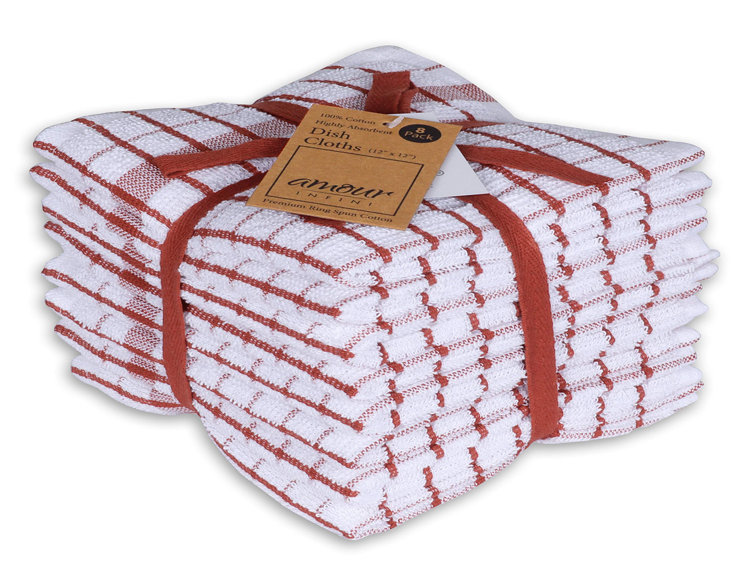 AMOUR INFINI rust-dishcloths, soft terry cotton for delicates and quick-dry drying