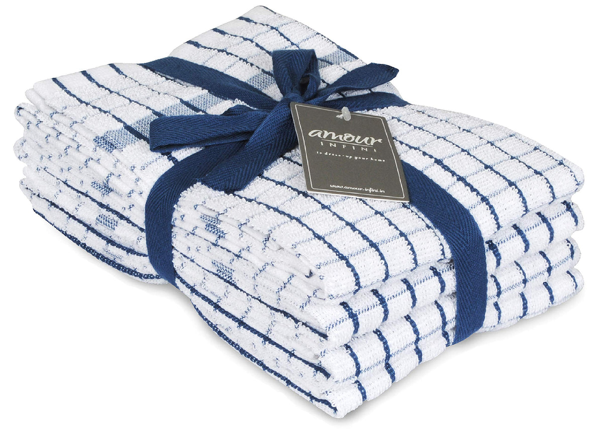 AMOUR INFINI kitchen towels 20x28 folded for quick drying and softness.