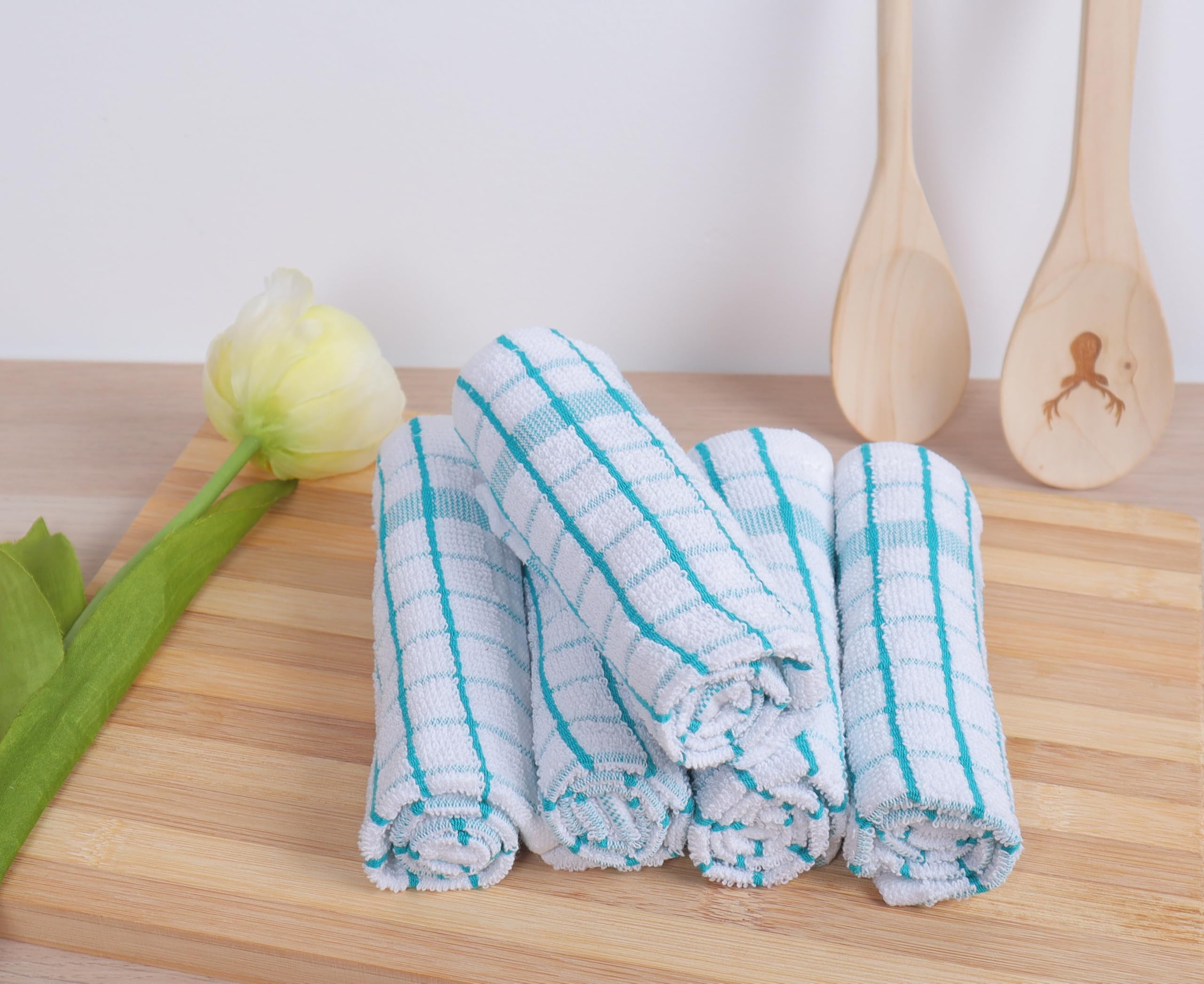 AMOUR INFINI teal dishcloths eight-pack for kitchen cleaning tasks