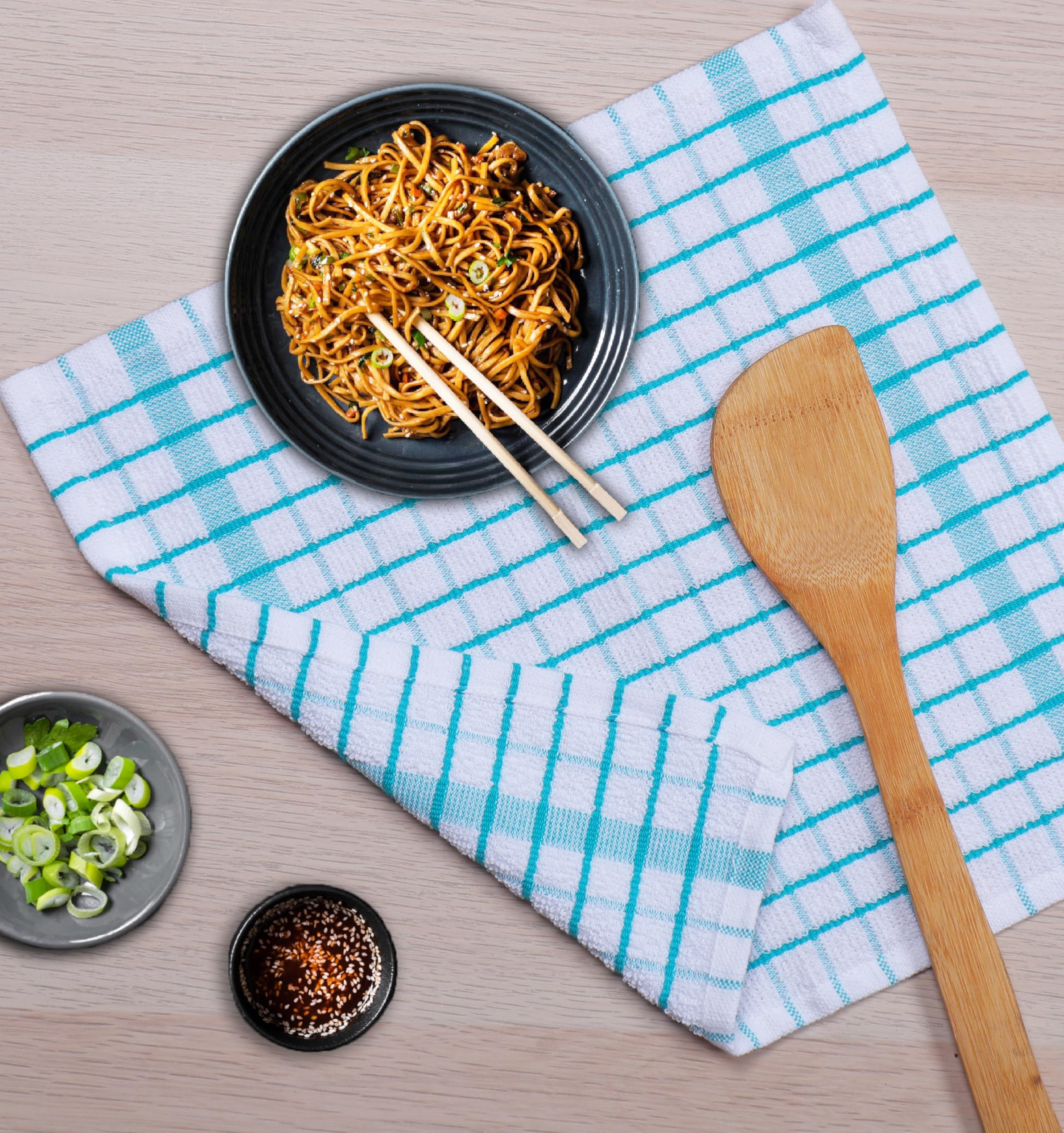 AMOUR INFINI teal dishcloths gentle on surfaces while absorbing spills