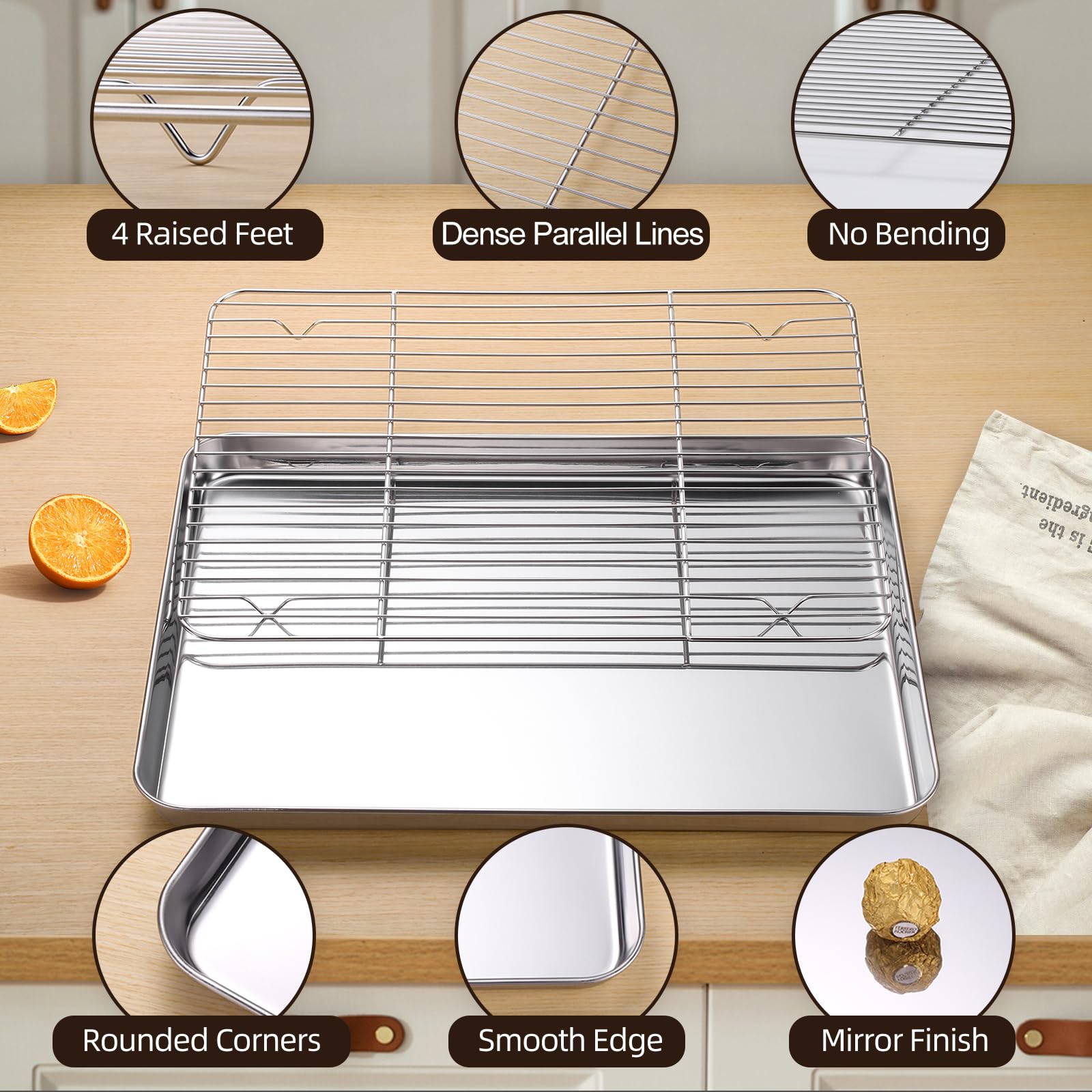 Amrules 12.4x9.6 inch baking sheet with even heat distribution and simple cleanup