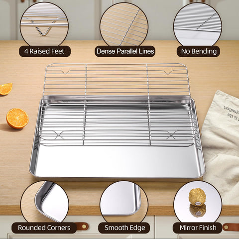 Amrules 12.4x9.6 inch baking sheet with even heat distribution and simple cleanup